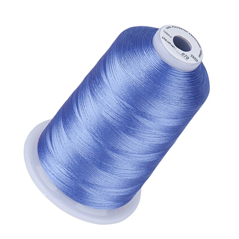 Simthread 5500Yds Embroidery Thread, 5000M High-Yardage 40WT 100% Polyester Thread - 170+ Vivid Colors, High-Speed Rated - Compatible with Brother, Singer, Janome & More - Corn Flower Blue 070 - Image 1